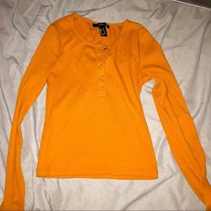 Forever 21 Pumpkin Long Sleeve Button Up Size S